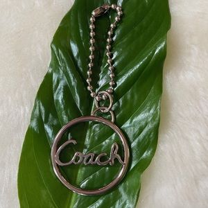 Coach script silver key chain fob purse charm